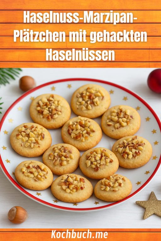 Haselnuss-Marzipan-Plätzchen mit gehackten Haselnüssen