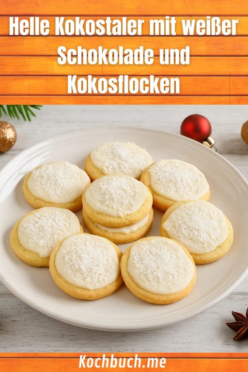 Helle Kokostaler mit weißer Schokolade und Kokosflocken