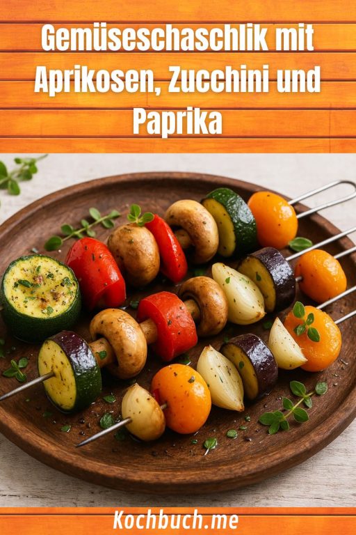 Gemüseschaschlik mit Aprikosen, Zucchini und Paprika