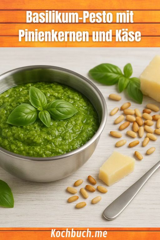Basilikum-Pesto mit Pinienkernen und Käse