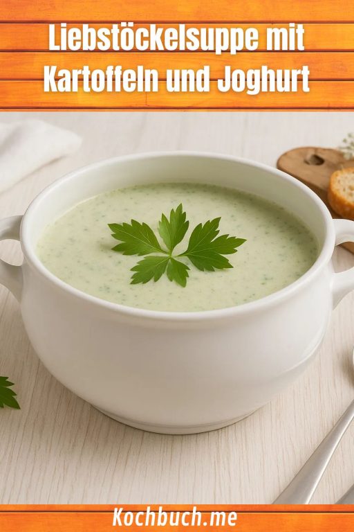Liebstöckelsuppe mit Kartoffeln und Joghurt