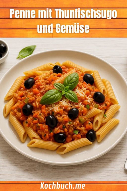 Penne mit Thunfischsugo und Gemüse