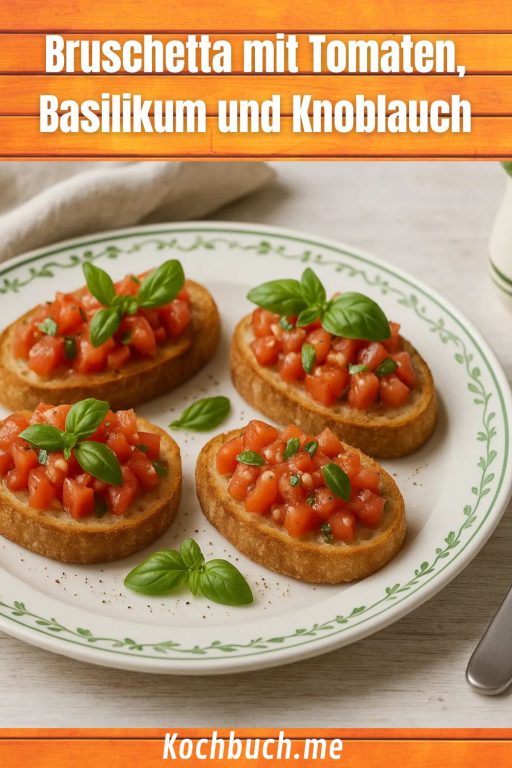 Bruschetta mit Tomaten, Basilikum und Knoblauch