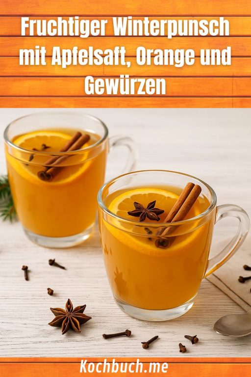 Fruchtiger Winterpunsch mit Apfelsaft, Orange und Gewürzen