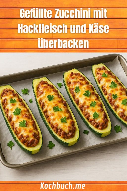 Gefüllte Zucchini mit Hackfleisch und Käse überbacken