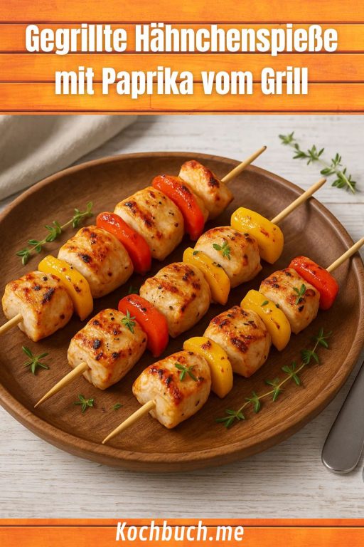 Gegrillte Hähnchenspieße mit Paprika vom Grill